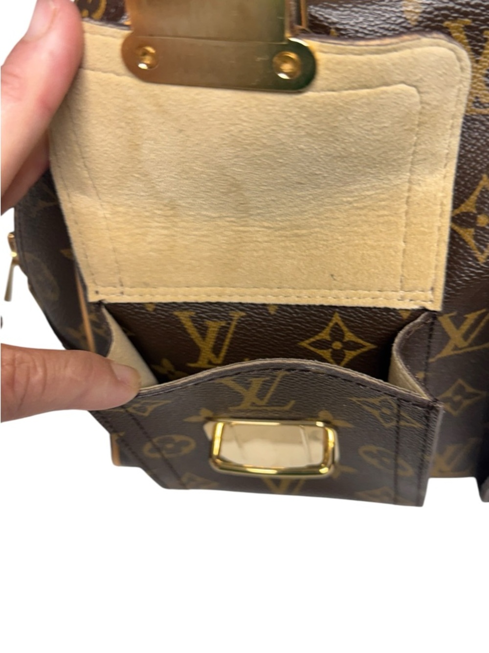 Louis Vuitton Manhattan Top Handle Bag PM Brown Canvas - Picture 15 of 16